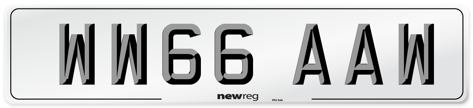 WW66 AAW Number Plate from New Reg